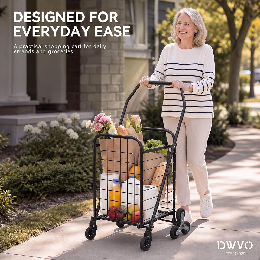 DWVO Folding Stair Climbing Cart, 360° Tri-Wheel Grocery Cart for Stairs