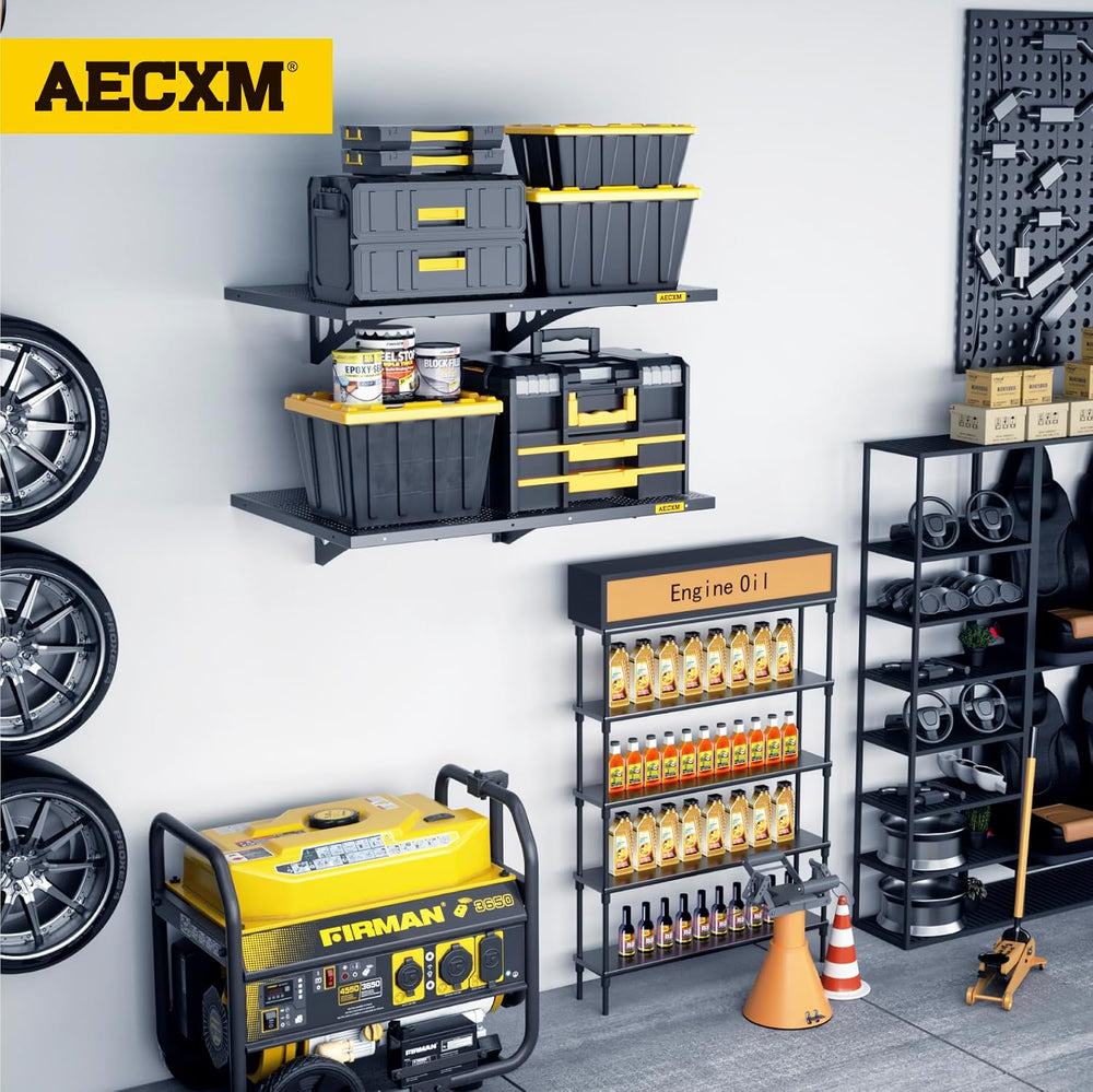 Aecxm 2-Pack 1.64x4ft Adjustable Garage Wall Shelving 560lbs Load Capacity He...