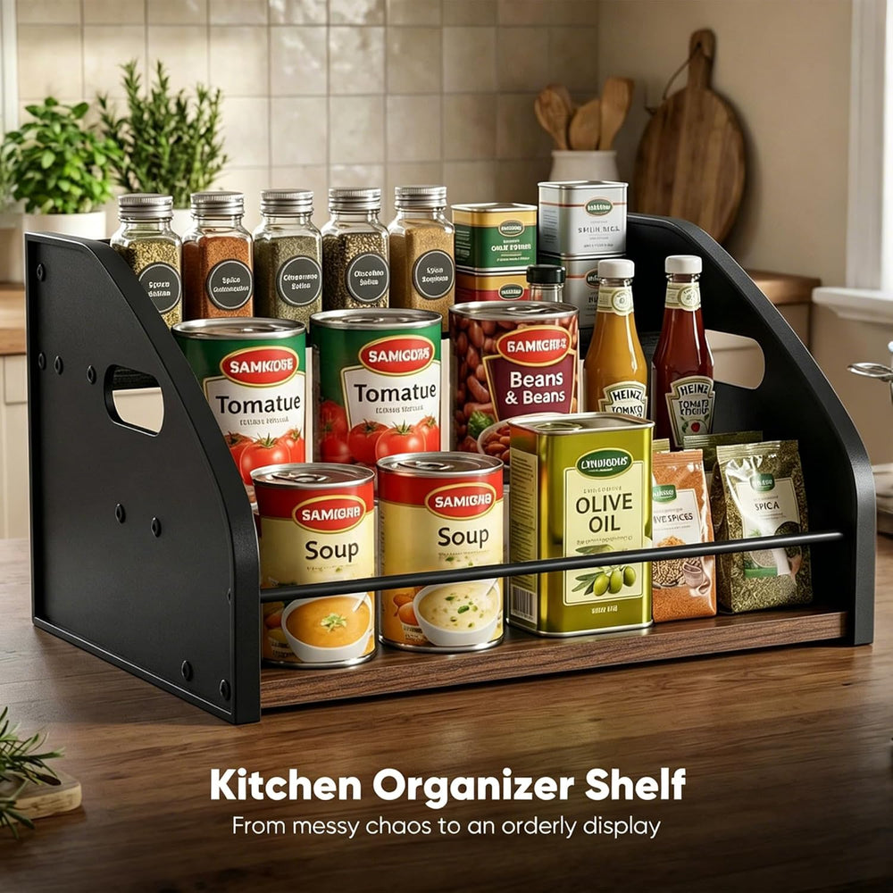 3-Tier Coffee Syrup Rack with Easy-Carry Handles | Retro Large Countertop Bot...