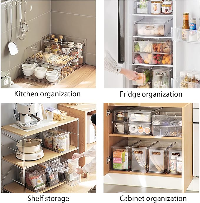 MineSign 7 pack Stackable Refrigerator Organizer Bins Pull-Out Drawers