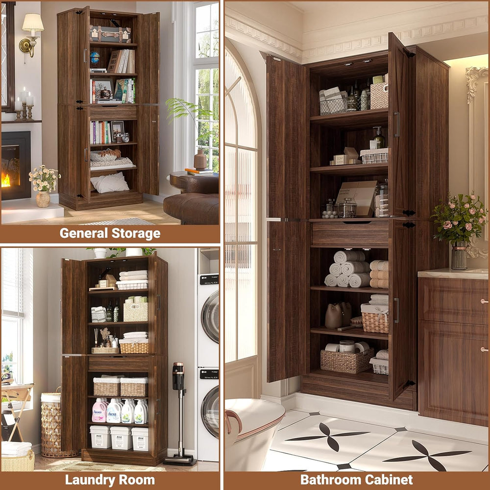 Unikito 71" Tall Farmhouse Kitchen Pantry Storage Cabinet with Barn Doors