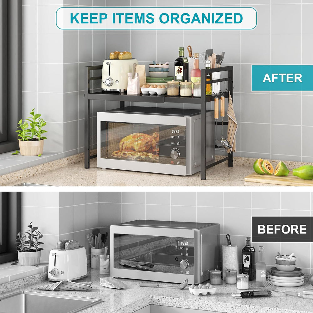 DOLALIKE Microwave Oven Rack, Expandable Microwave Stand Countertop Kitchen U...