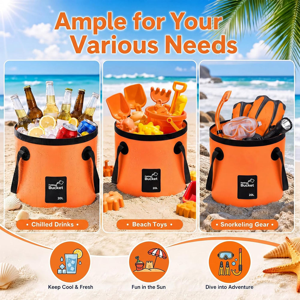 5 Gallon 4 Pack Collapsible Bucket,Orange