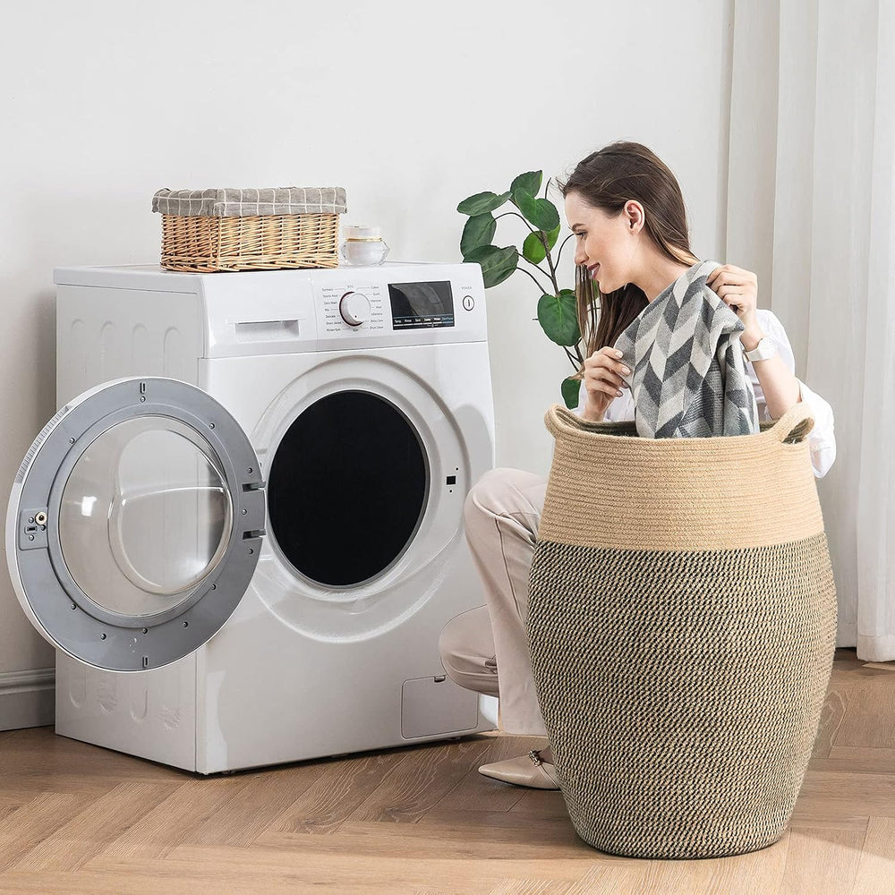 Extra Large Cotton Rope Laundry Hamper Basket, 105L Blanket Basket