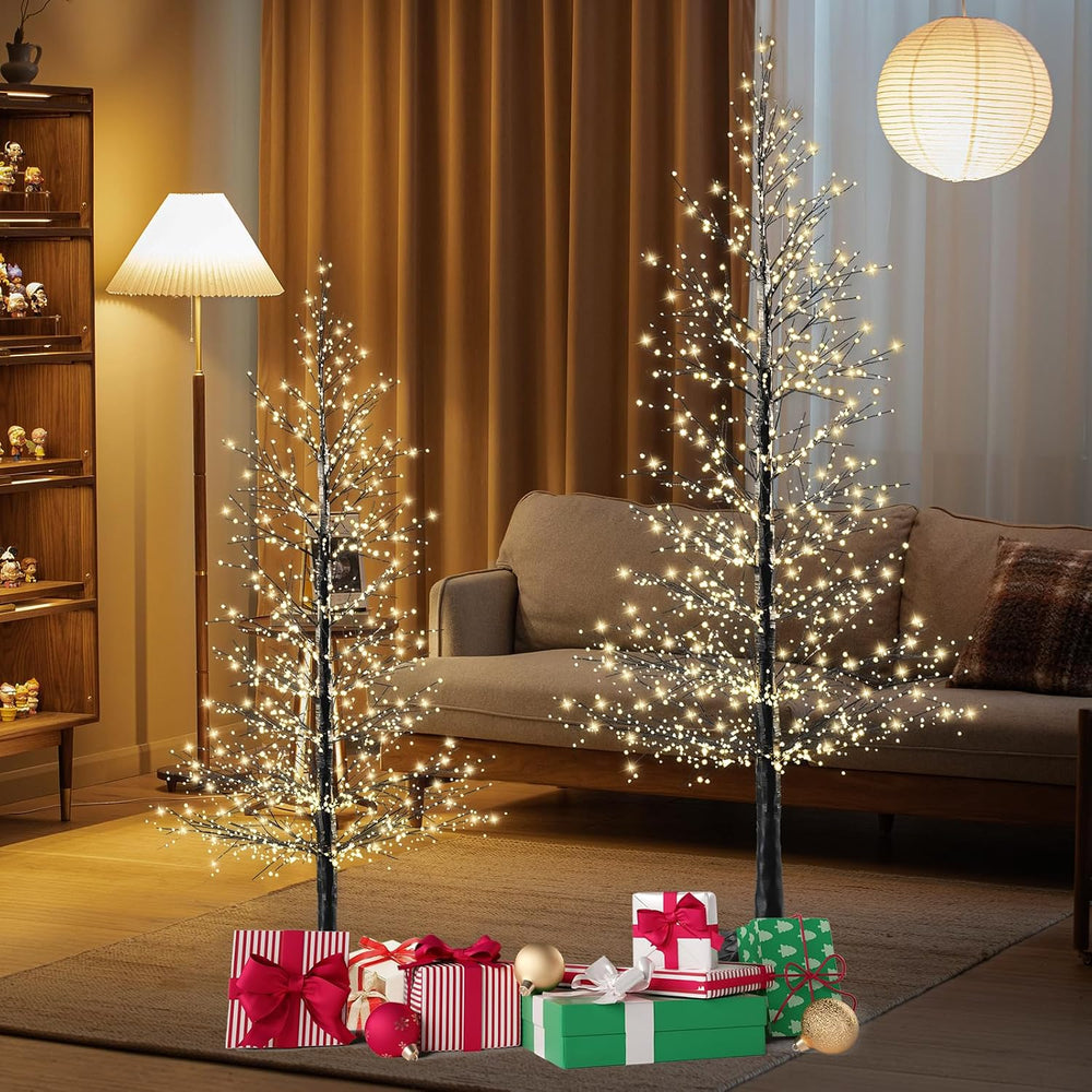 7FT Lighted Halloween Tree,1500 Warm Lights. Indoor Outdoor Halloween Decor