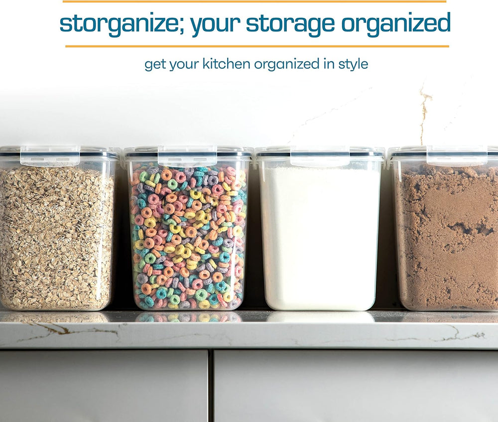 Storeganize Flour Sugar Storage Containers (5.3L/4pk) Great Rice Canisters Se...
