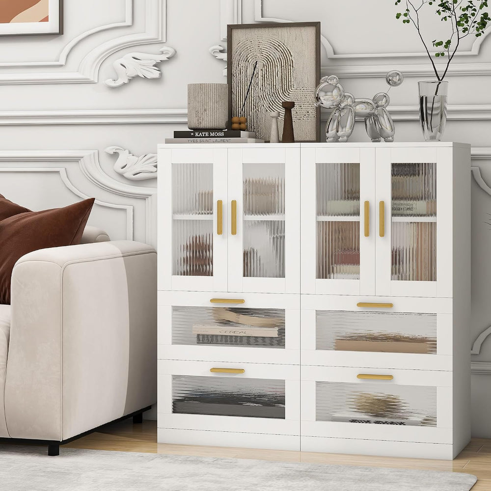Bathroom Storage Cabinet, Bathroom Cabinet with 2 Doors, 2 Drawers, White