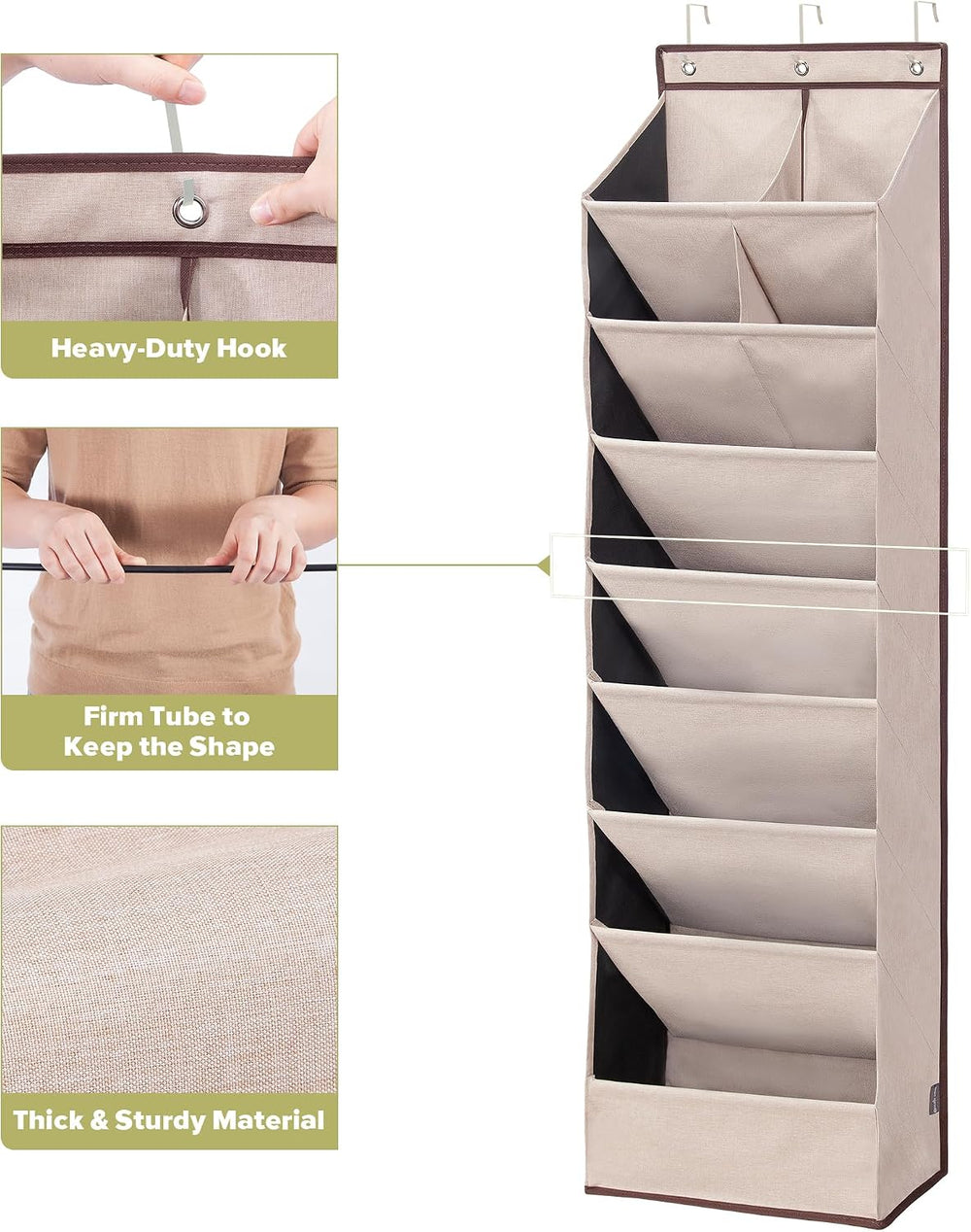 6 Pack Shoe Organizer with 6 Extra Large Pockets and 4 Large Pocket, Over the...