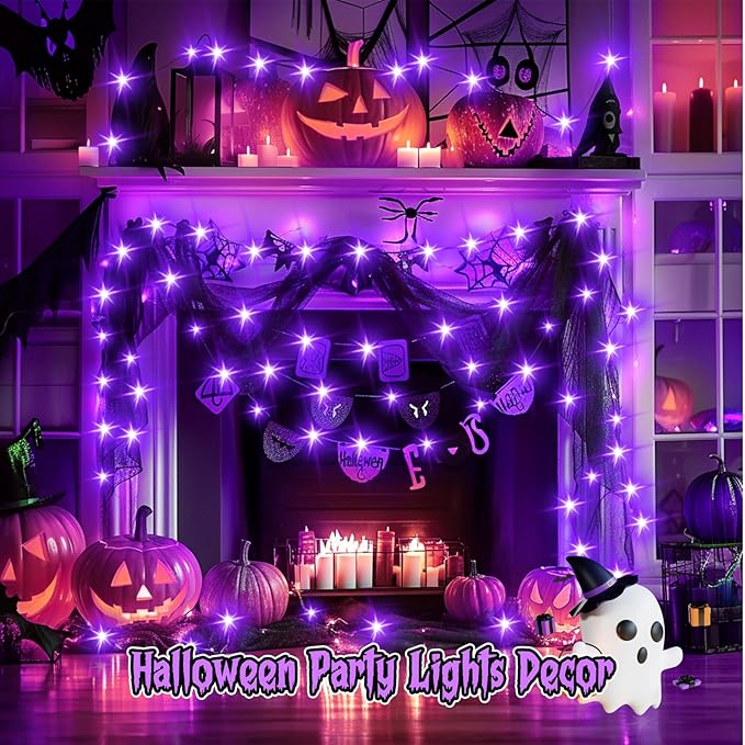 Minetom 6 Pack Purple Fairy Lights Battery Operated with Timer - 7ft 20 LED W...