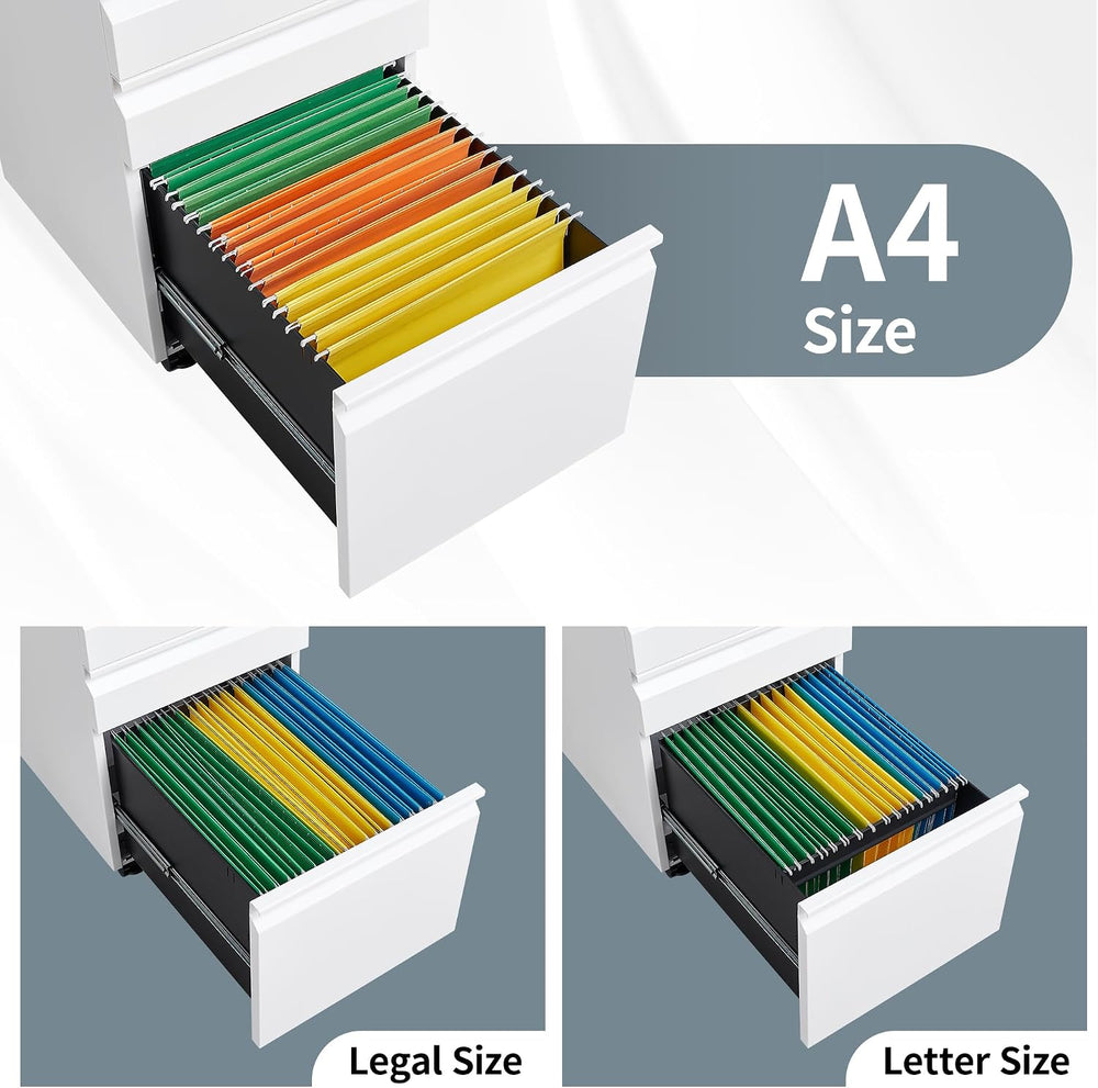Approgreent Mobile File Cabinet for Home Office, Lockable 3 Drawer Filing Cab...