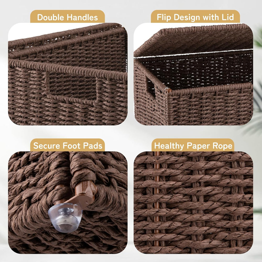 OIAHOMY Laundry Hamper with Lid, 140L(35.7 Gal) Large Wicker Laundry Basket f...