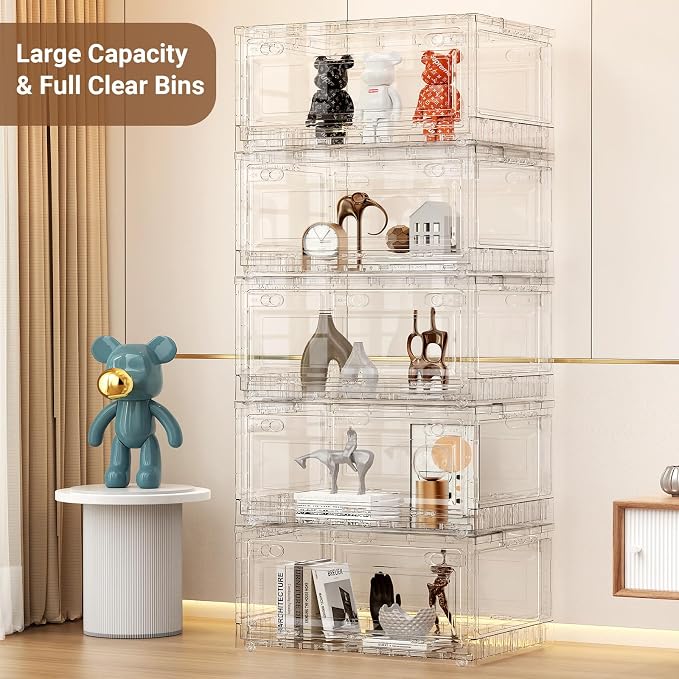 BROVIEW Clear Stackable Storage Bins Drawers, Open Front Large Plastic Storag...