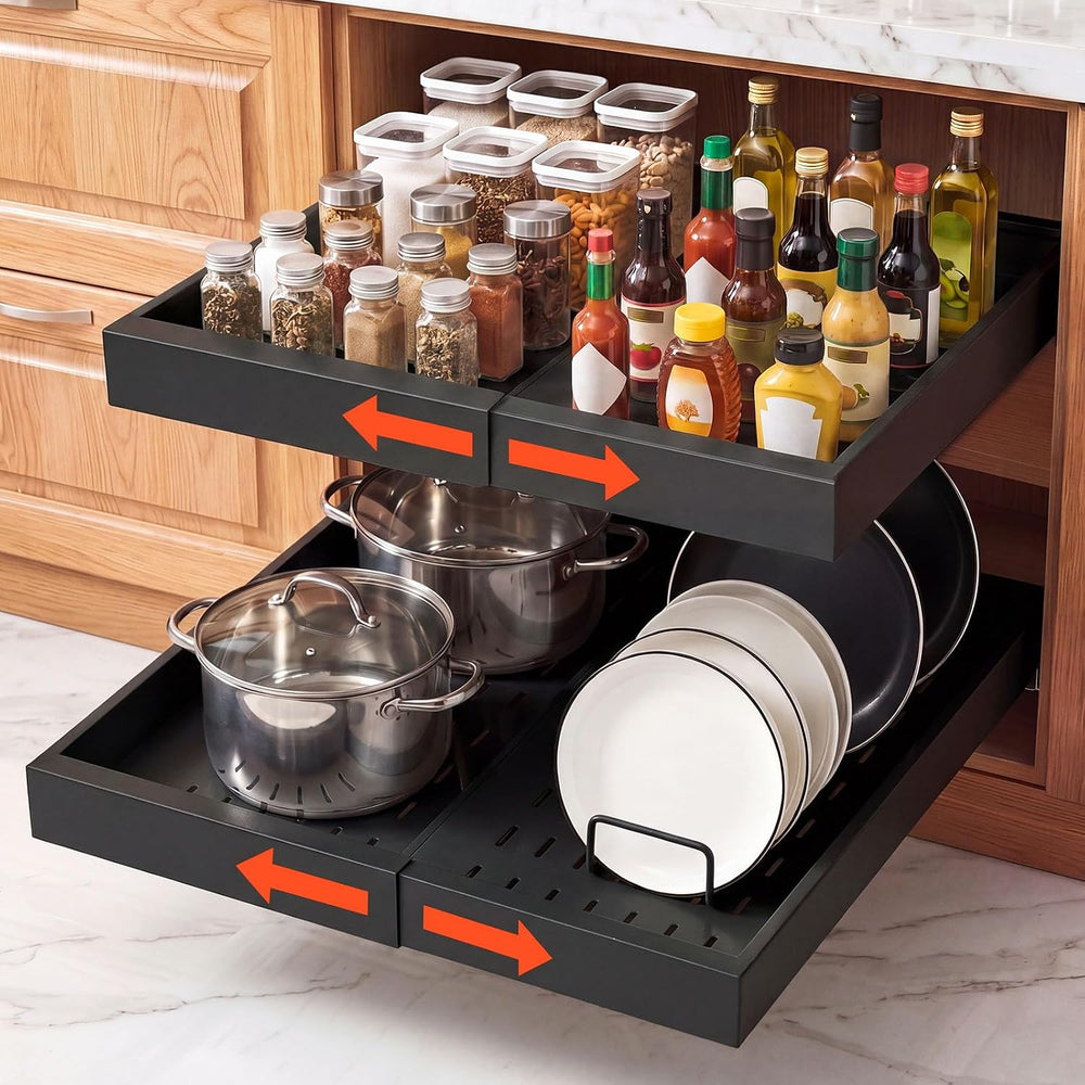 VEVOR Pull Out Cabinet Organizer, 2 Pack Expandable Width (12.2"-18.9&qu...