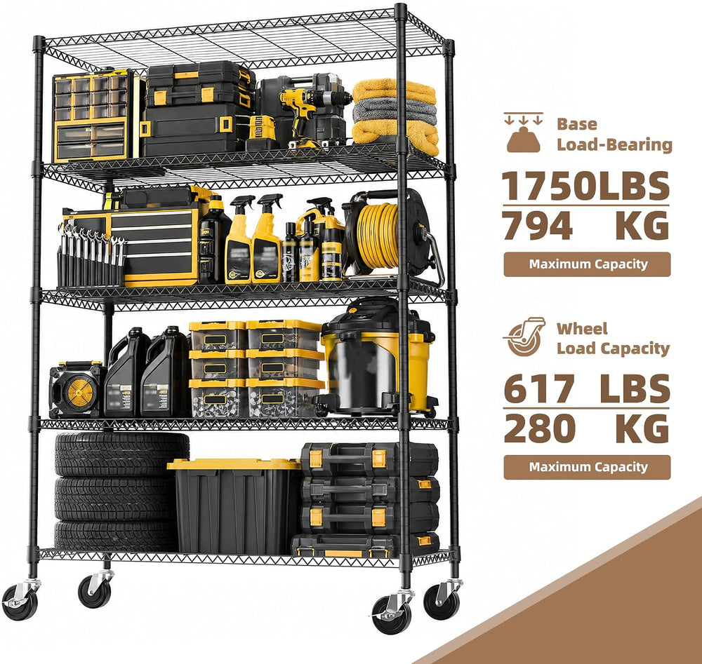 M MZG 5-Shelf Heavy Duty Garage Shelving Wire Adjustable Storage Rack for Kit...
