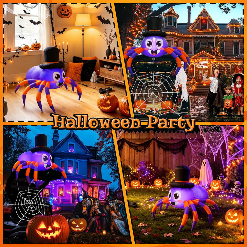 Halloween Trunk or Treat Car Decorations Kit Inflatable Spider with LEDs