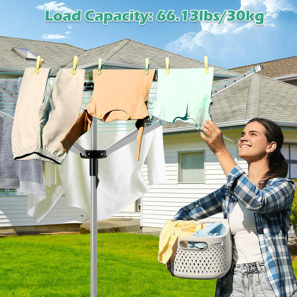 tonchean Adjustable Height Rotary 4-arm Clothesline Umbrella Drying Rack