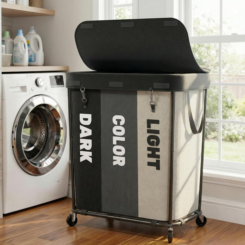 Laundry Sorter with Wheels 240L Rolling Laundry Cart,3 Compartment Designed R...