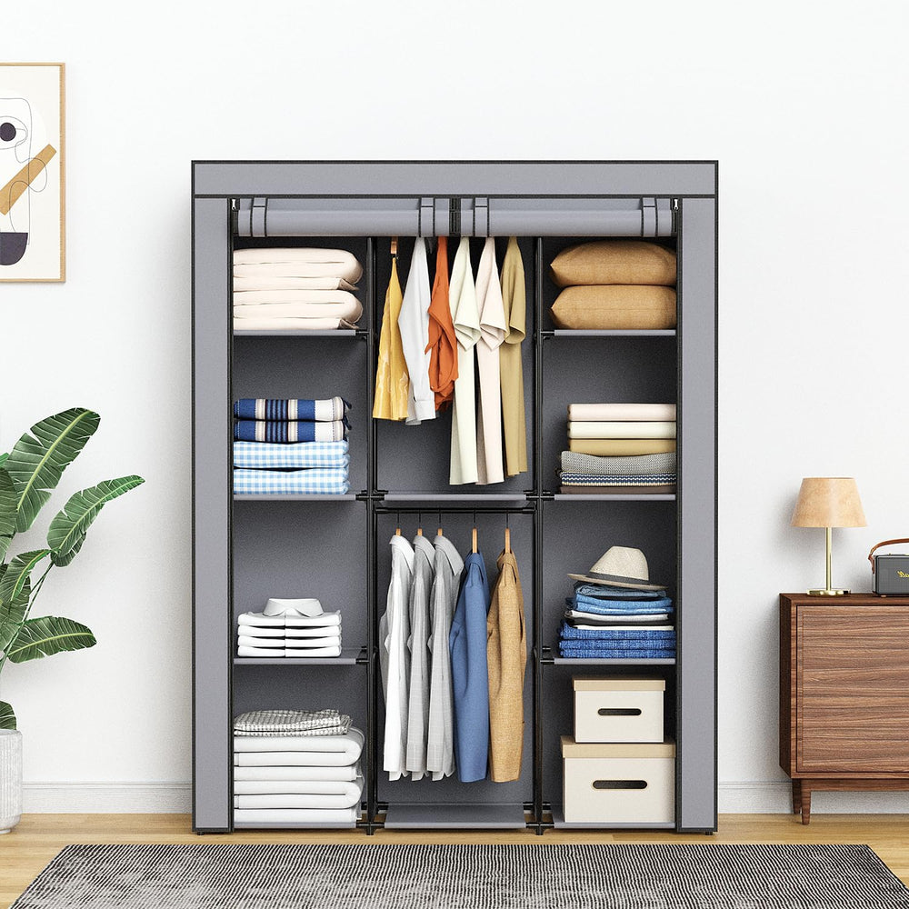 Portable Closet, Wardrobe Closet with 10 Storage Shelves and 2 Hanging Rods, ...
