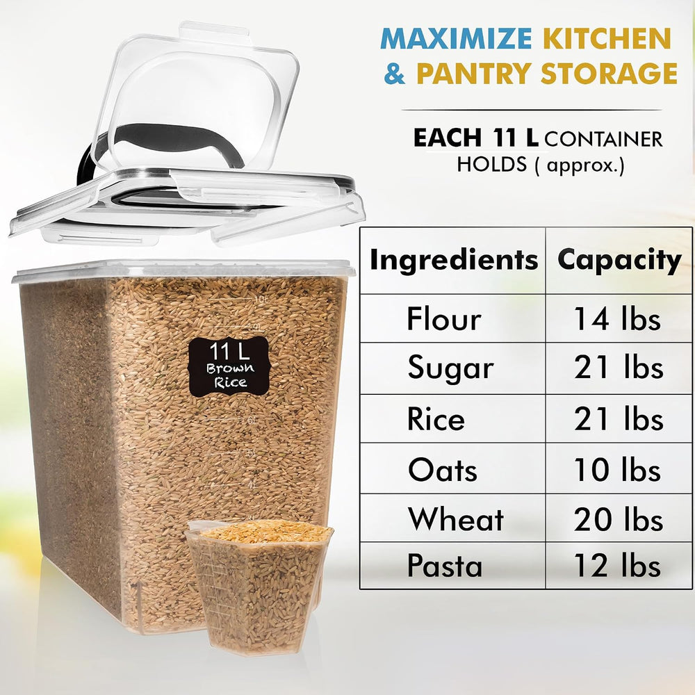 Shazo 2 PC (11L | 372 oz) Flour Sugar Storage Containers with Spout Lid &...