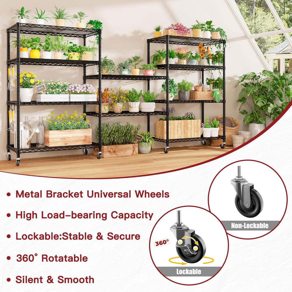 PrimeZone 74" H Wire Shelving 1250lbs 5 Tier Storage Shelves with Wheels