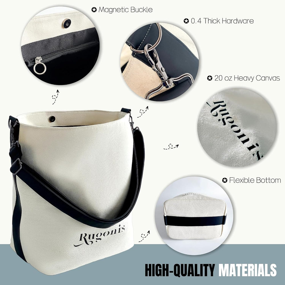 Heavy Duty Canvas Bucket Bag for Women & Men - 25L Large Capacity Waterpr...