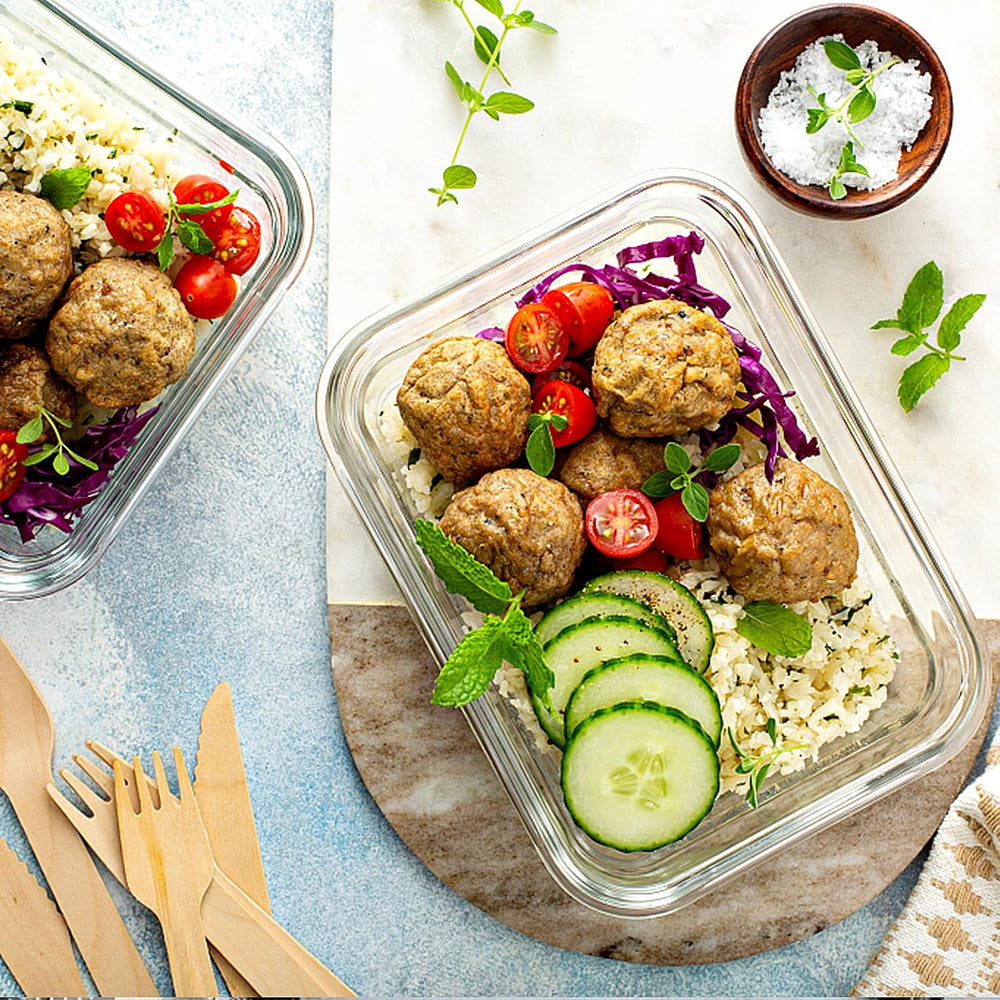 VERONES 10 PACK 22 OZ Glass Meal Prep Containers Set with Lids, Grey
