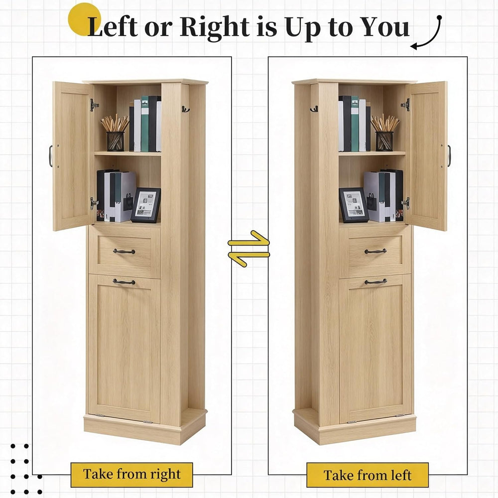 Virubi Tall Storage Cabinet, Tall Laundry Cabinet with Tilt-Out Hamper and Dr...
