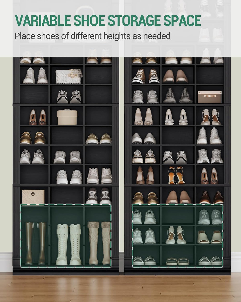 Hzuaneri 13 Tiers Shoe Storage Cabinet, Tall Shoe Cabinet with Cubby