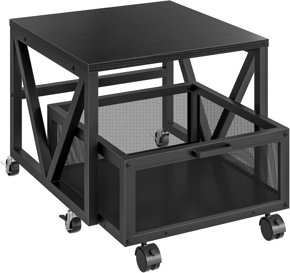 HOOBRO Mini Fridge Stand with Movable Storage Basket, Mini Fridge Cabinet wit...