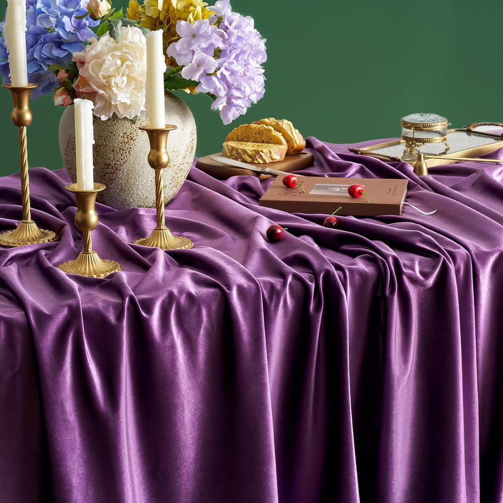Violet Purple Velvet Rectangle Tablecloth: Halloween Luxury Table Cloth