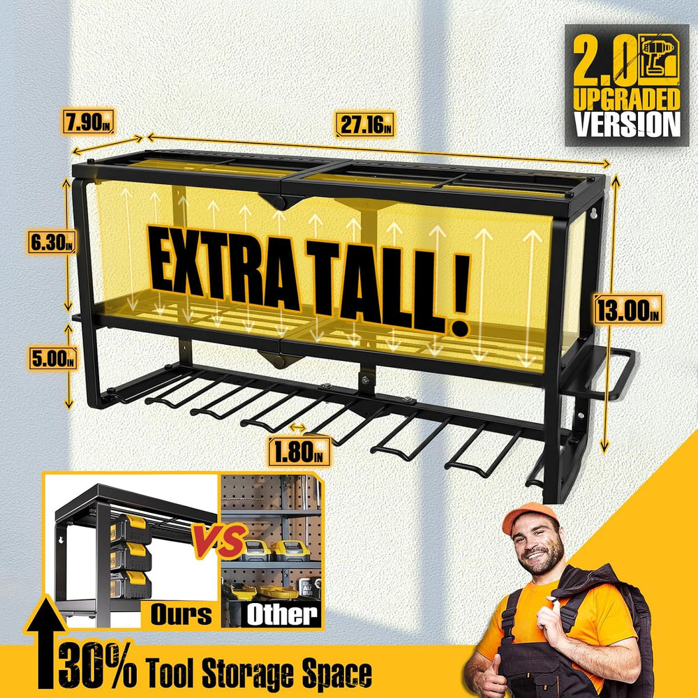 Power Tool Organizer for Tool Storage, Drill Holder Wall Mount with Screwdriv...