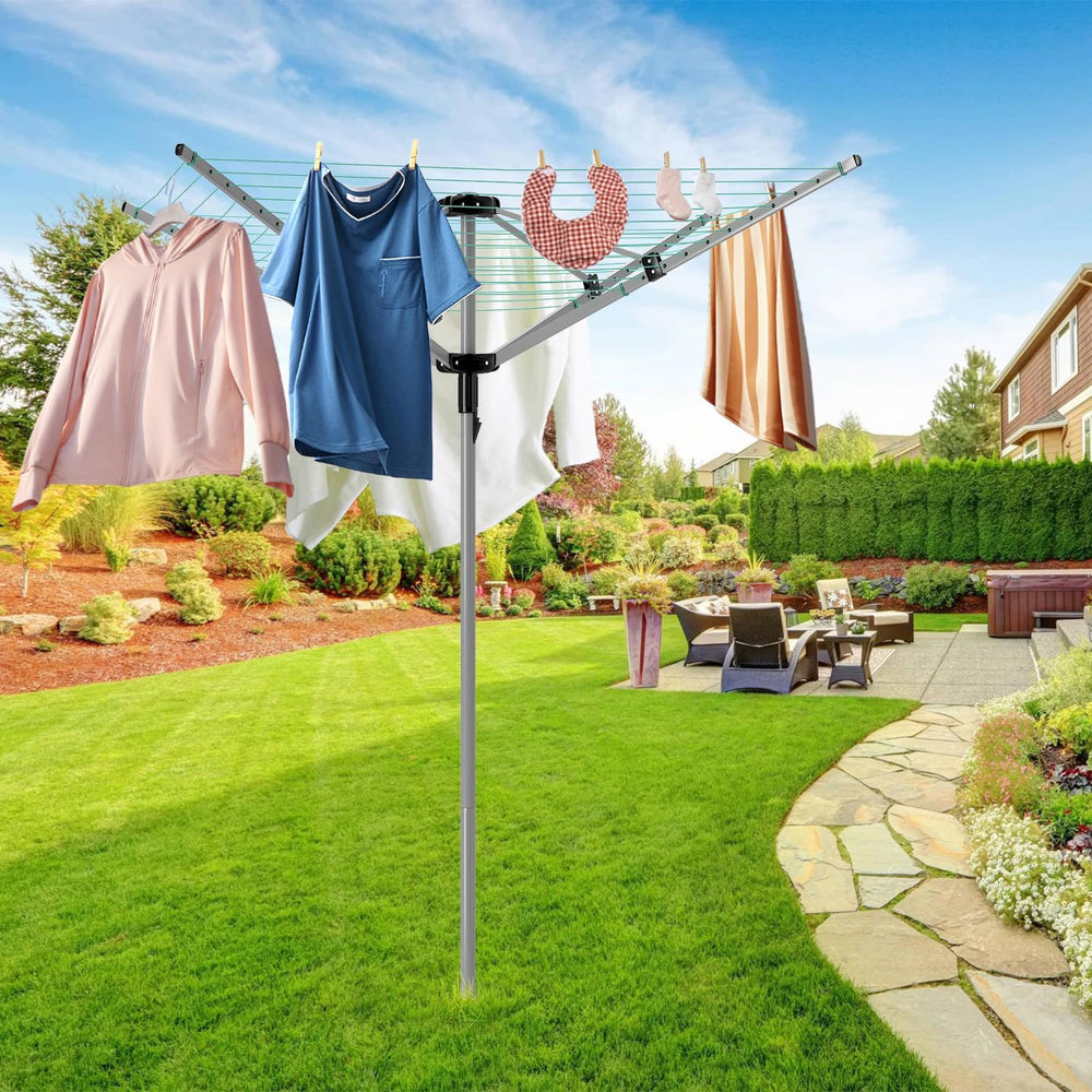 tonchean Adjustable Height Rotary 4-arm Clothesline Umbrella Drying Rack