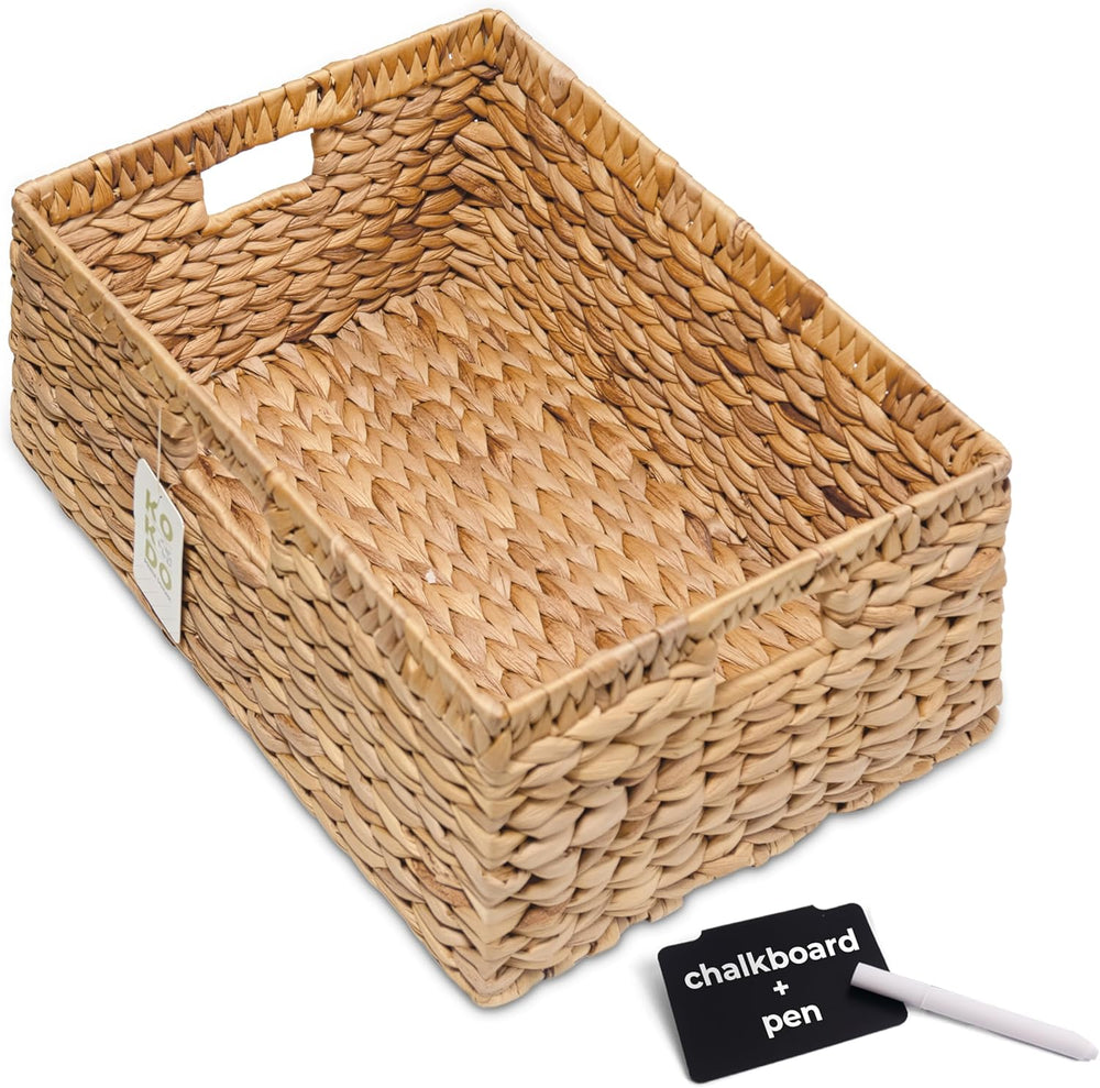 KOKODO 16.5"Lx13"W Extra Large/Jumbo Wicker Storage Baskets with Ch...