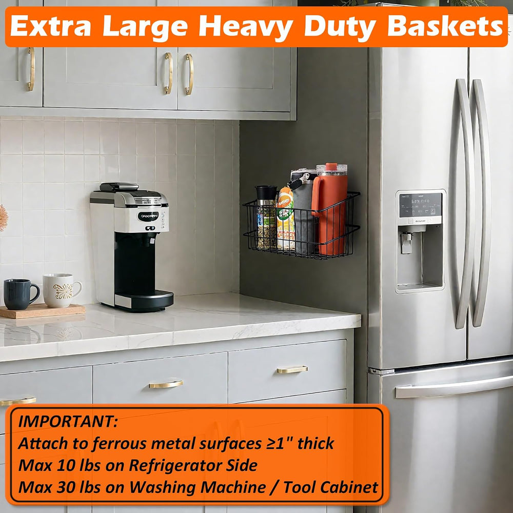MUTUACTOR Heavy Duty Magnetic Basket,2PCS Solid Metal Magnet Storage Shelves ...