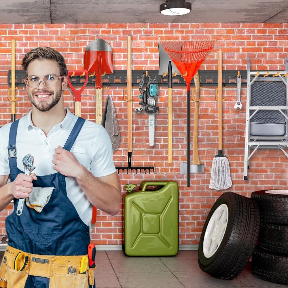 Garden Tool Organizer Wall Mount - Garage Storage and Organization Yard Tool ...
