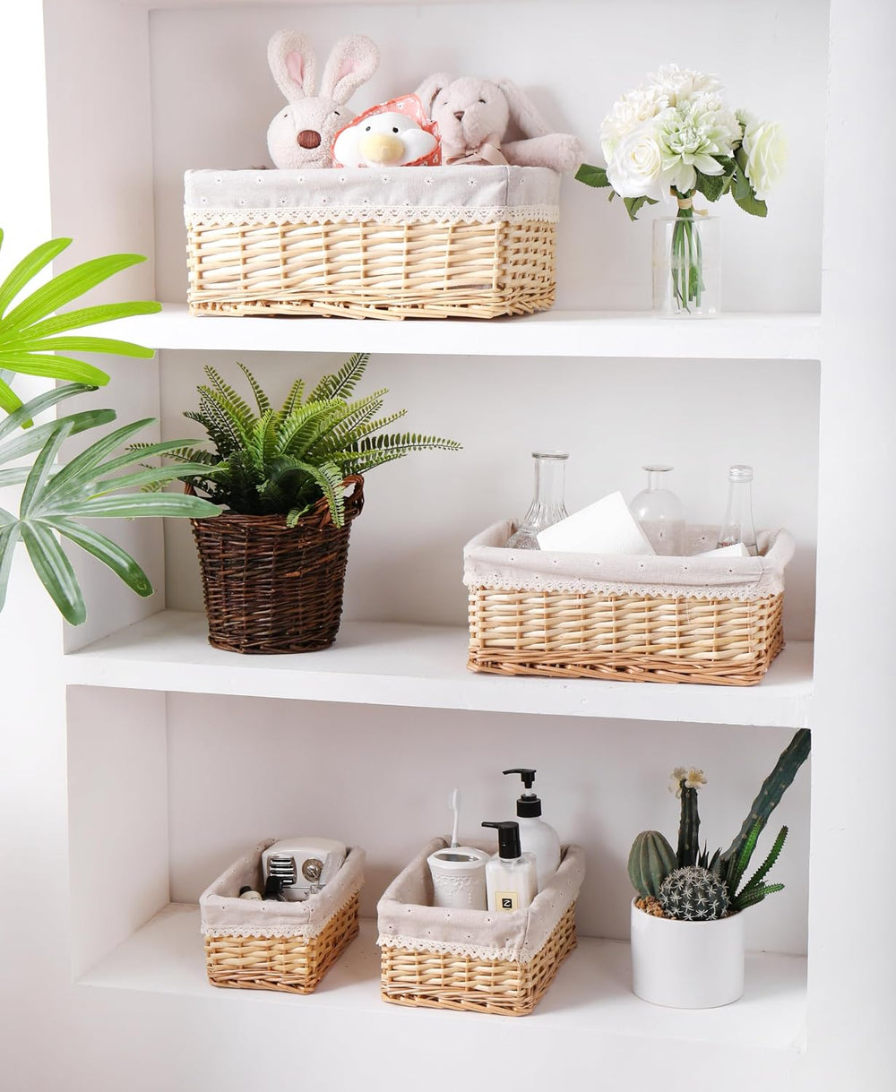 Handcrafted Shelf Basket, Handwoven Wicker Basket, for Storage & Organizi...