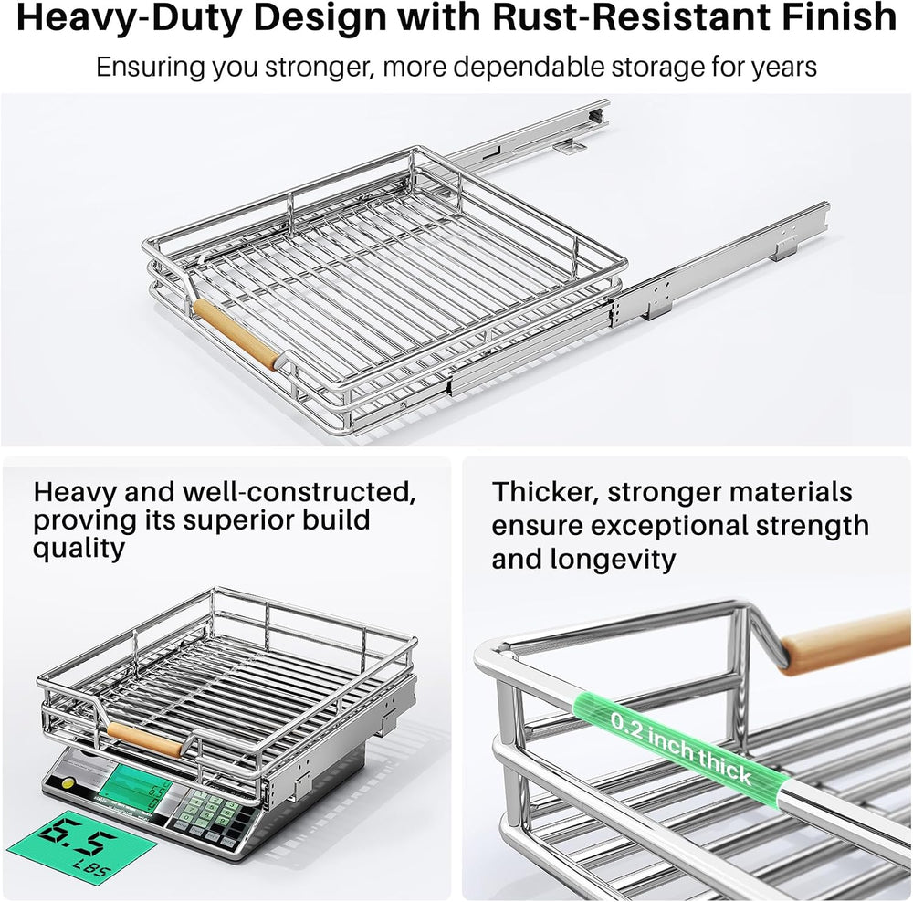 Pull out Cabinet Organizer, 15"W X 21"D, Heavy Duty Smooth Sliding ...