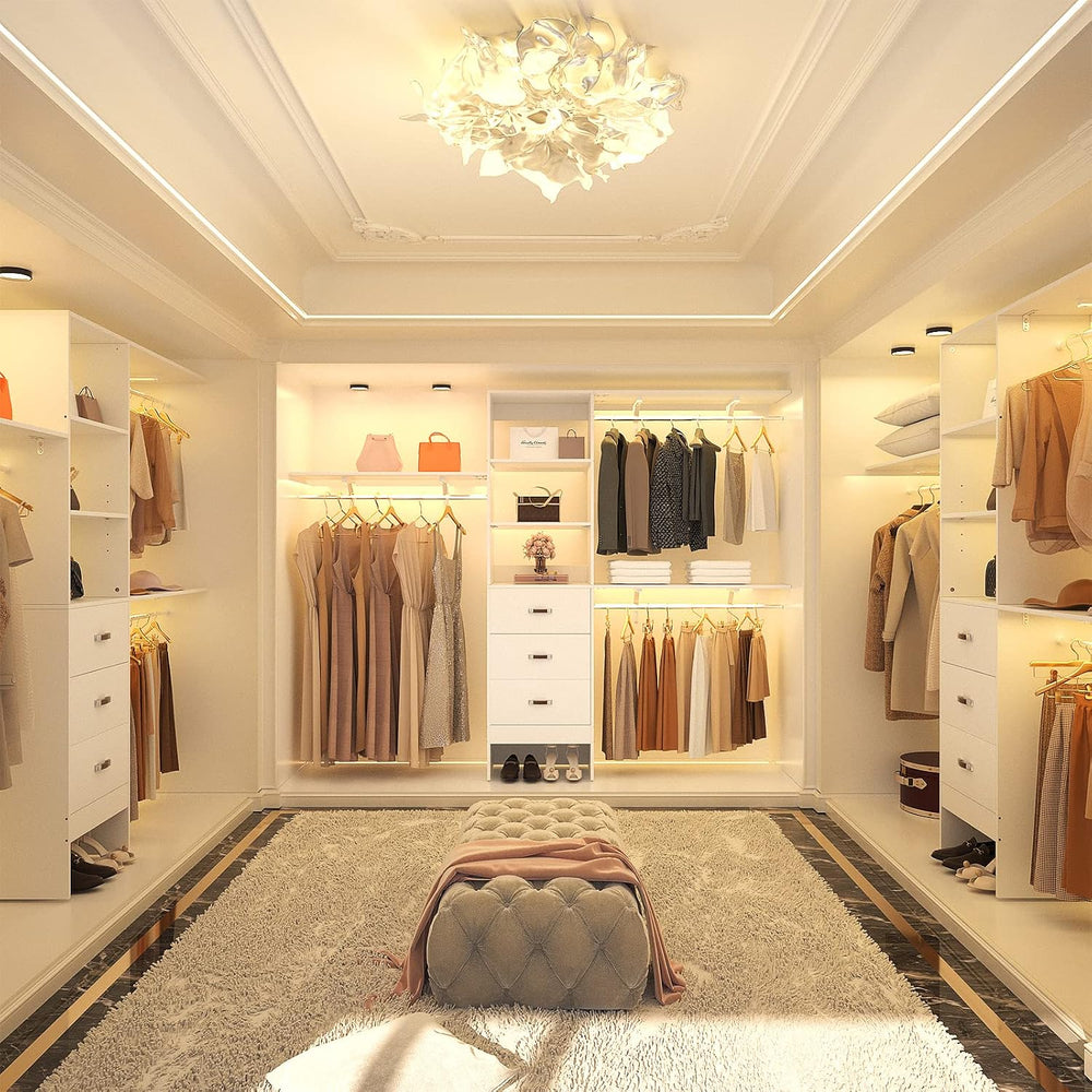8FT Closet System, 96'' Closet Organizer System with 3 Hanging Rods, ...