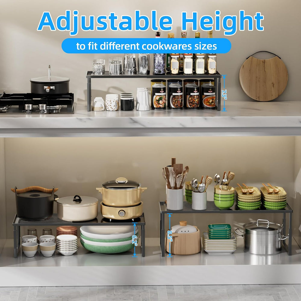 Cabinet Shelves, 2 Pack Stackable Shelves for Kitchen Storage