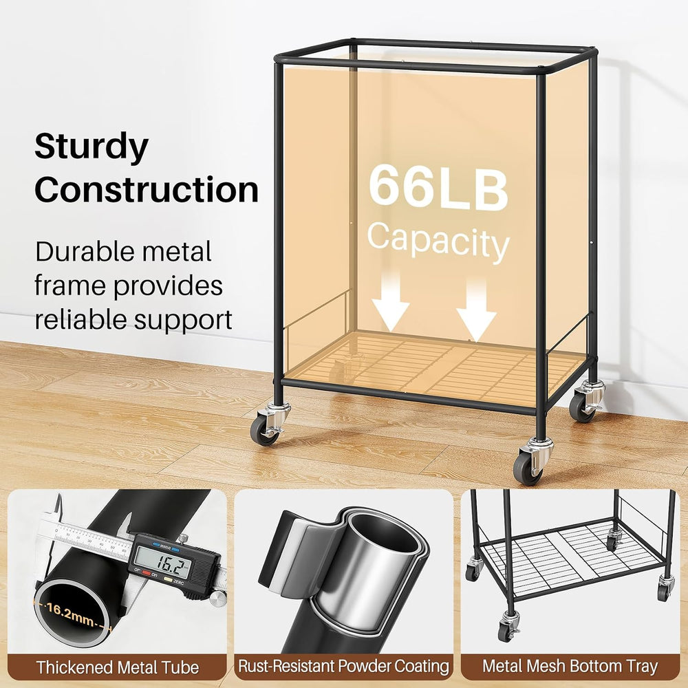 170L Large Laundry Basket with Wheels, Rolling Laundry Hamper Easy Access Clo...