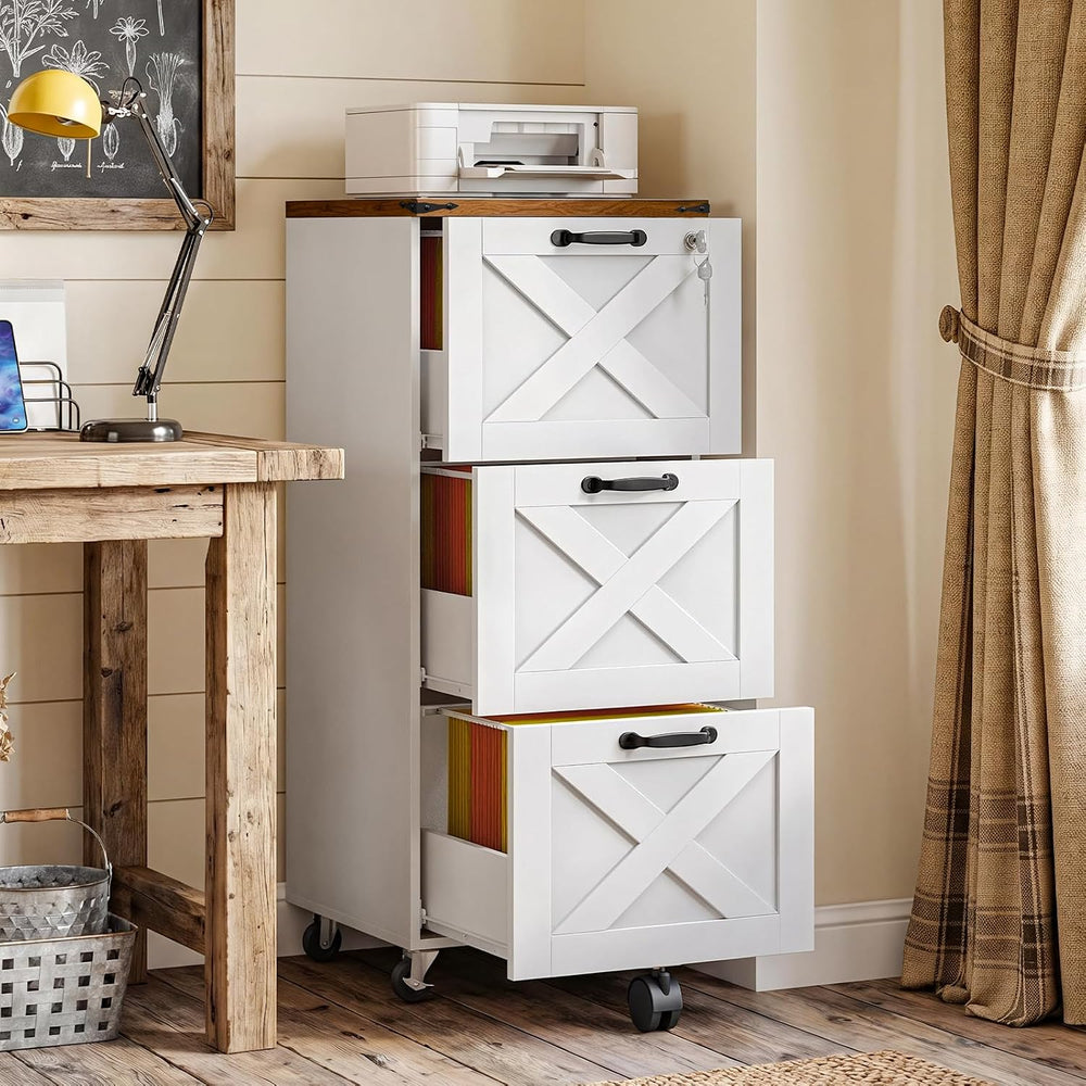 HOOBRO 3 Drawer File Cabinet with Lock, Mobile Filing Cabinet for Home Office...