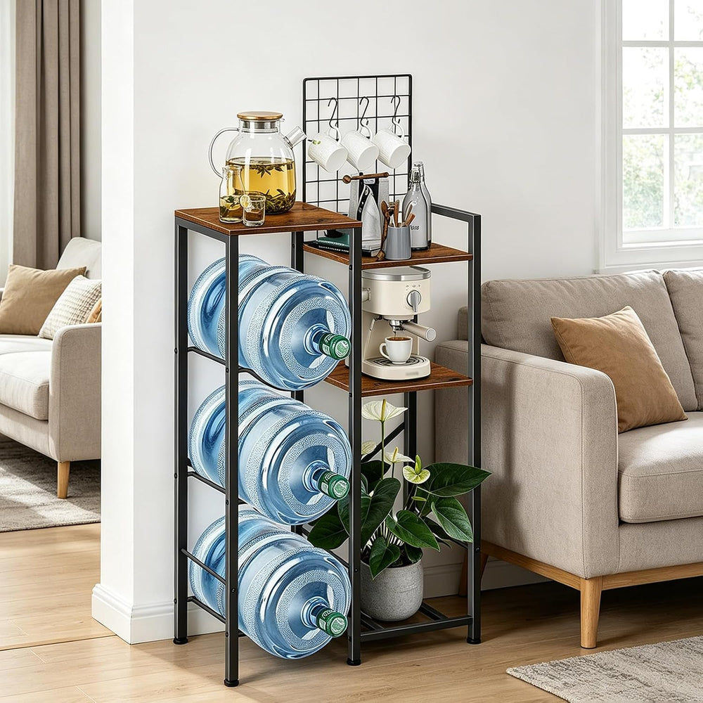 5 Gallon Water Jug Holder Tall Water Bottle Holder with Storage Shelves