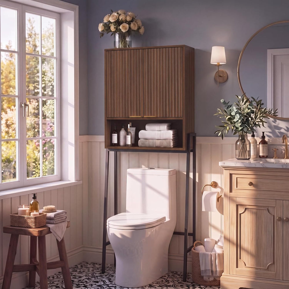 25"W Over The Toilet Storage Cabinet,Toilet Storage Cabinet, Walnut