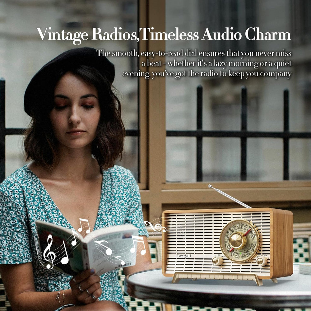 AM FM Radio Classic Retro Wood Table Bluetooth Speaker Plug-in Wall