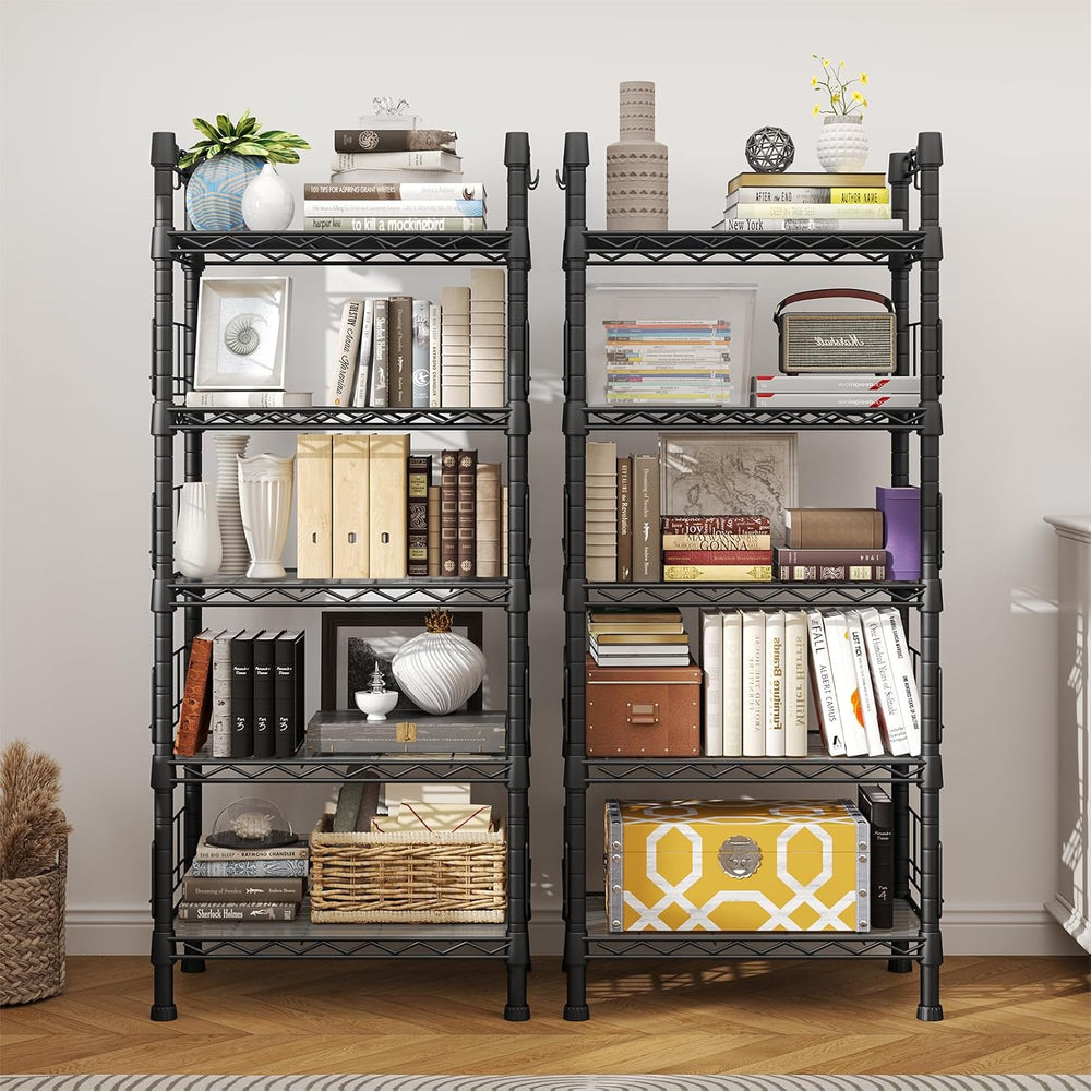 Metal Storage Rack, Storage Organizer Shelves for Kitchen, Black