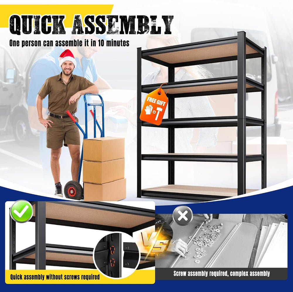 2Pack 3 Tier Garage Shelving,Garage Storage Shelves,Adjustable Heavy Duty Met...