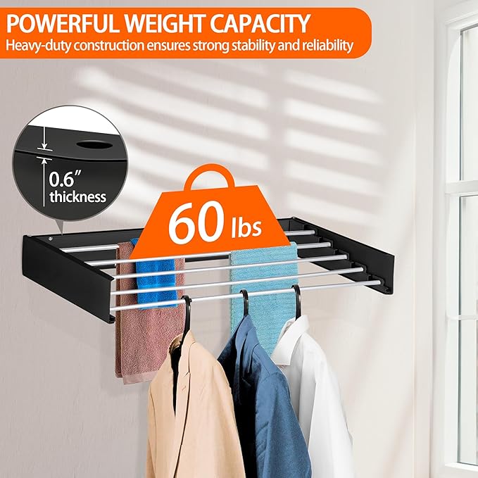 FOCHIER F Laundry Drying Rack Wall Mounted Clothes Drying Rack Collapsible