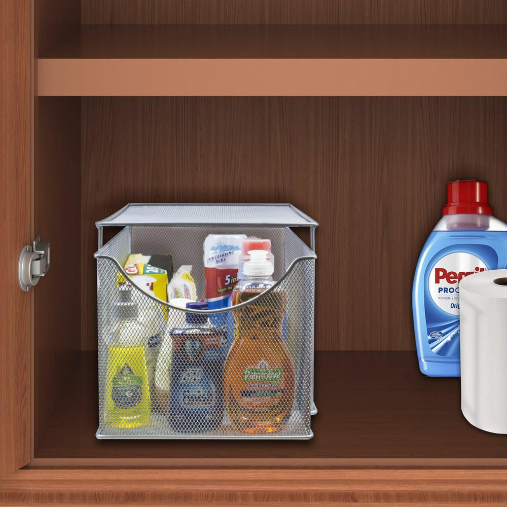 Sorbus Under Sink Organizer, Pull-Out Mesh Drawer (1 Drawer, Silver)