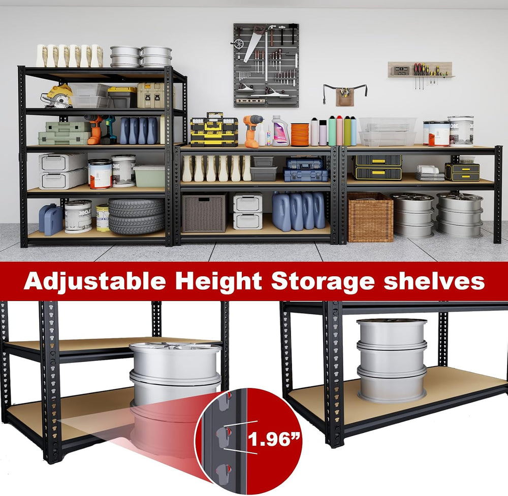 Garage Shelving Unit,40''W Black Storage Shelf,5 Tier Storage Racks a...