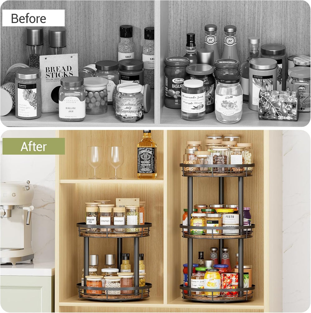 LAMU Rotating Spice Rack Lazy Susan Seasoning Organizer for Cabinet Kitchen